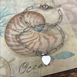 Silver Paperclip Bracelet Set